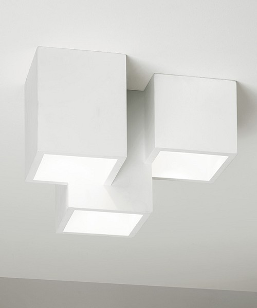 SFORZIN Heraea T193  Lampada Moderna a Soffitto in Gesso a 3 luci